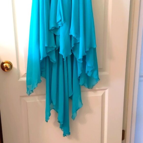 B DARLIN Formal Dress Pageant Sea green Black Sequins Strapless Size 3/4 - Picture 3 of 7